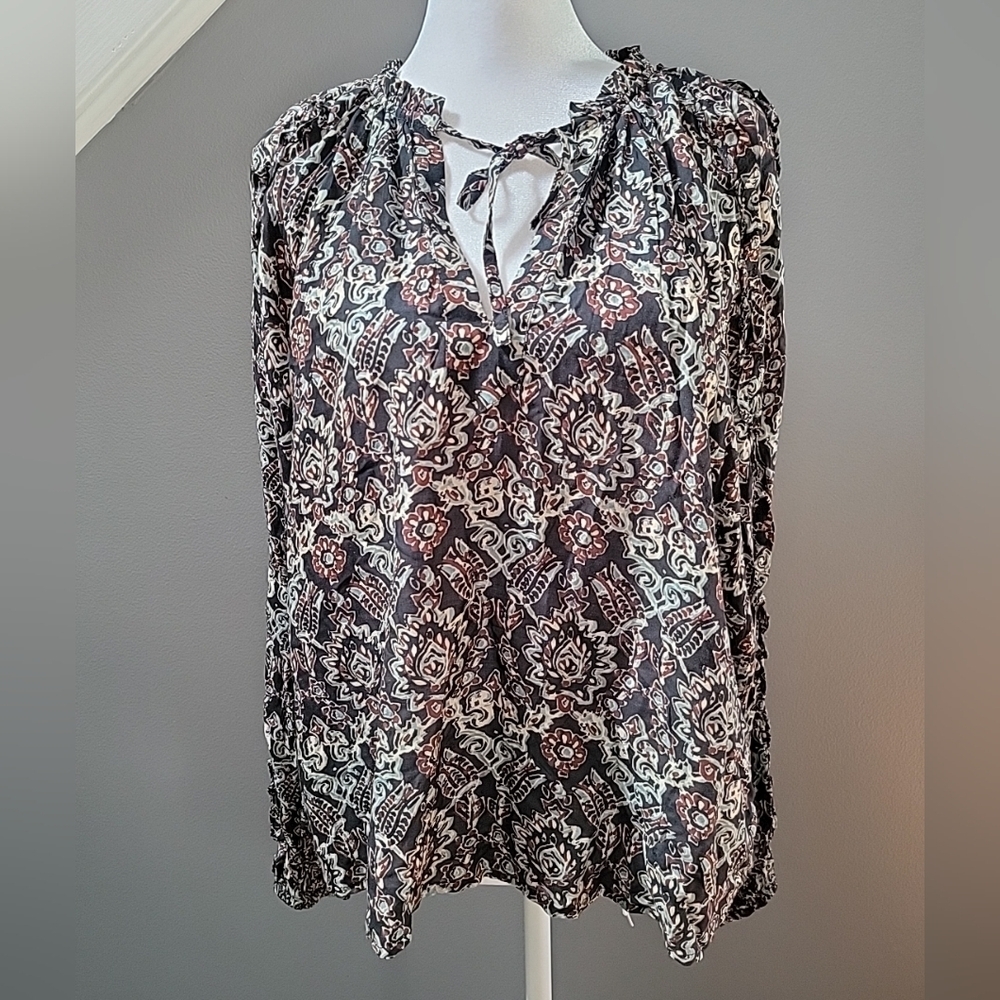 Evereve Kylie Blouse Large Boho  Flowy Lightweight